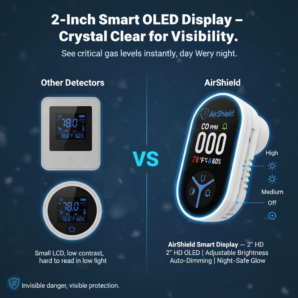 AirShield™ 3-in-1 Portable Carbon Monoxide Detector
