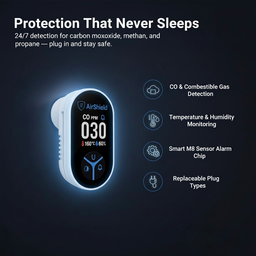 AirShield™ 3-in-1 Portable Carbon Monoxide Detector